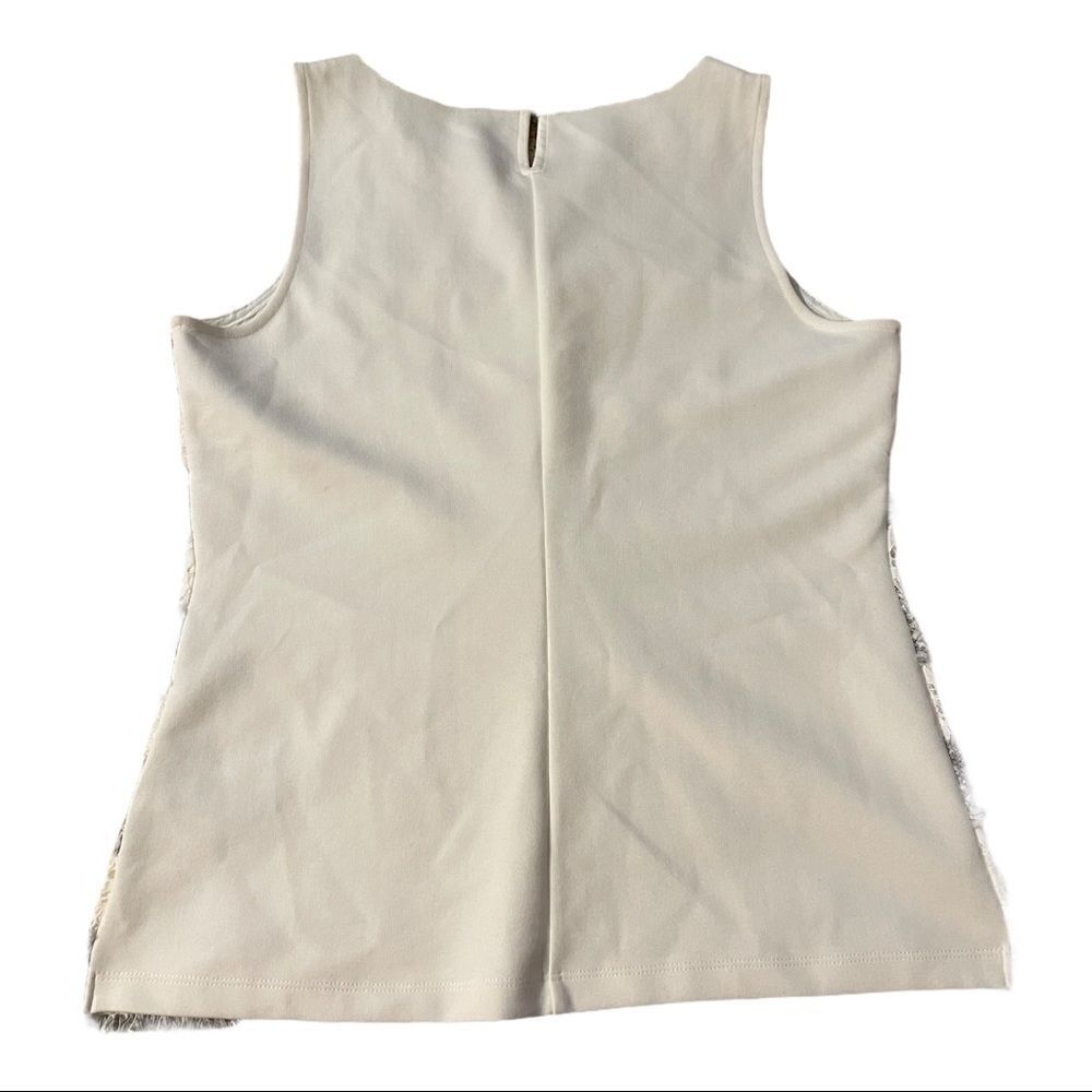 J. Crew Lace Fringe Tank White Silver S - Picture 2 of 5